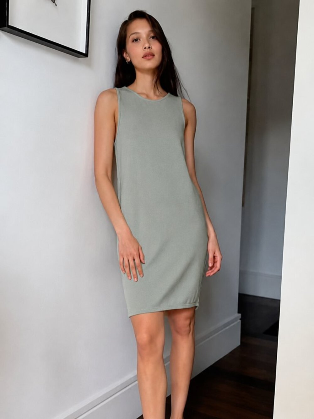 Aritzia Babaton Florian Dress Sleeveless Knit Lilypad Green Size XS